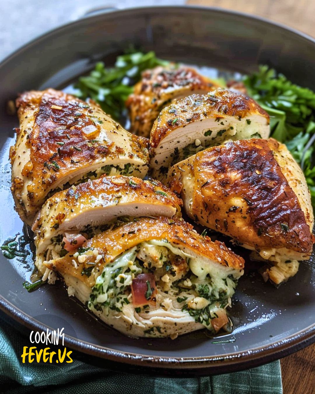 Dow Jones Stuffed Chicken with Herb Rice