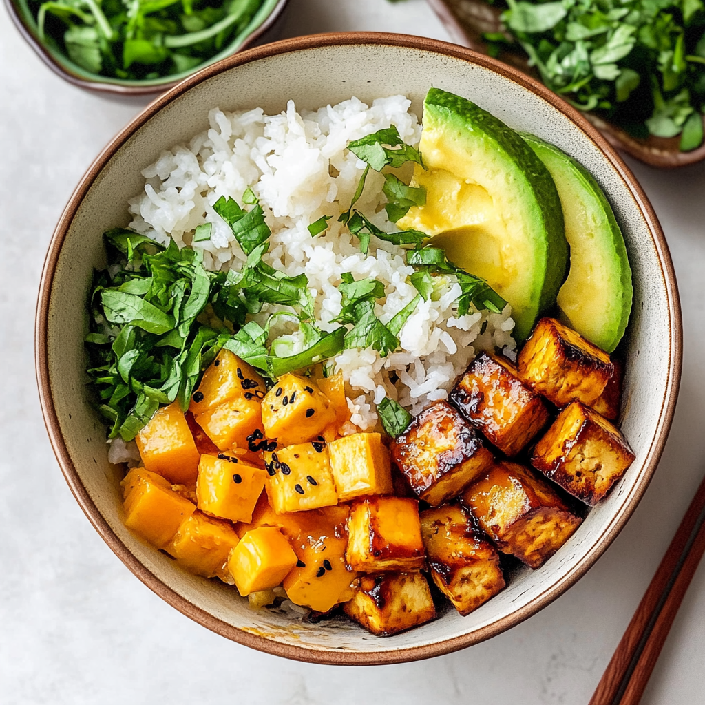 Crispy Ginger-Tofu Power Bowls with Coconut Rice