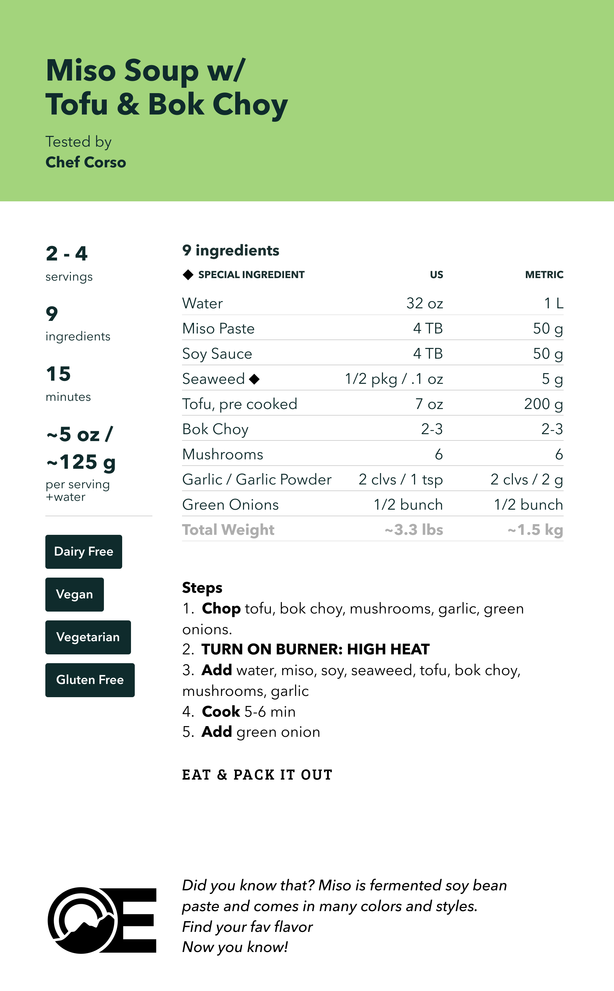 Miso-Ginger Broth with Tofu and Bok Choy