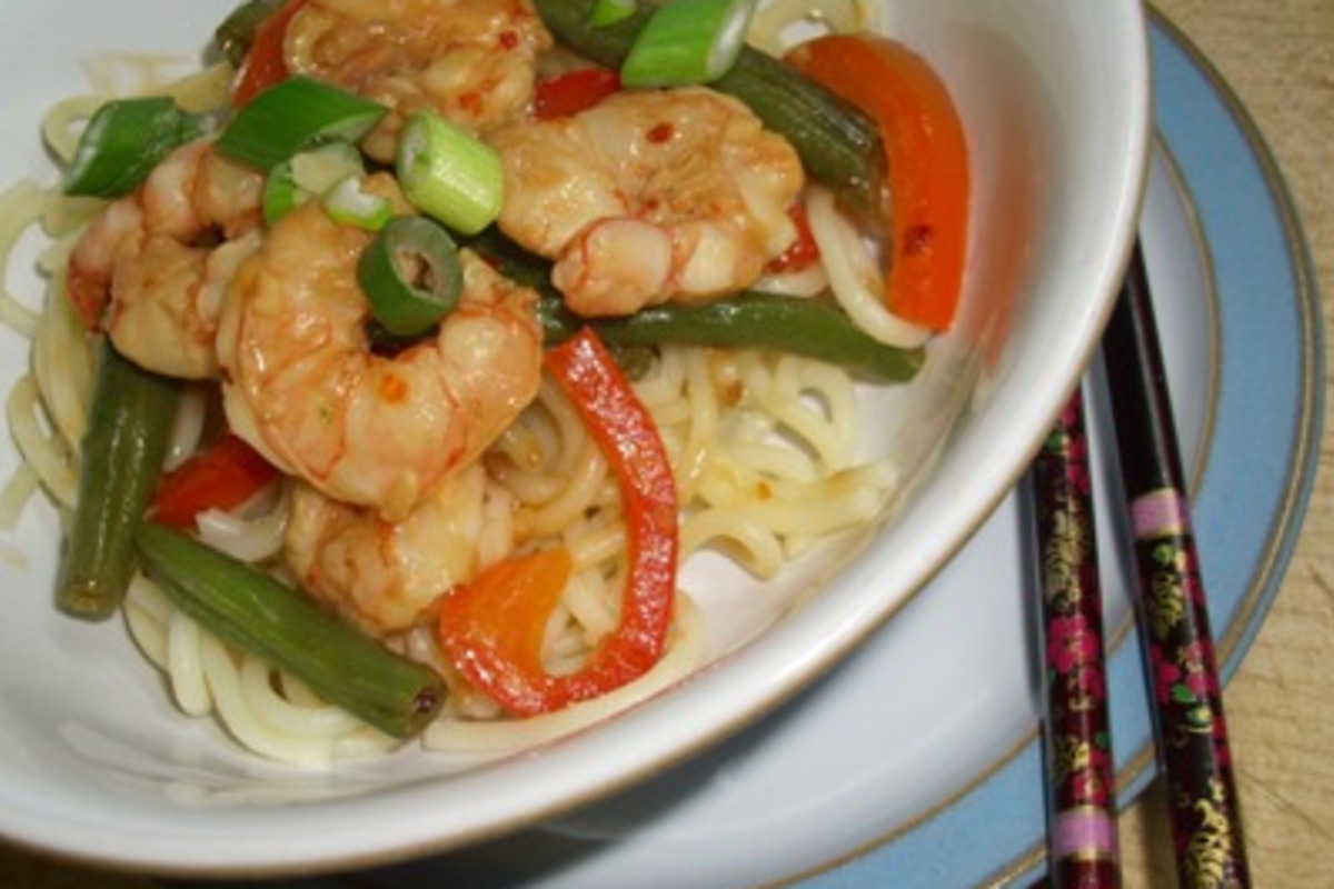 Chen's Ginger-Scallion Stir-Fried Noodles with Shrimp