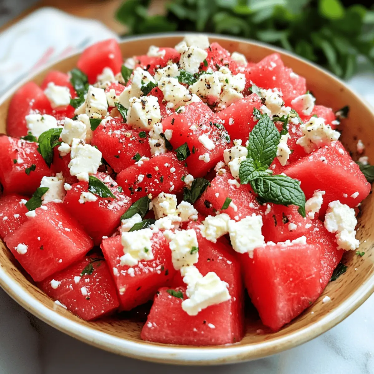 Aperol-Infused Watermelon Salad with Feta and Mint