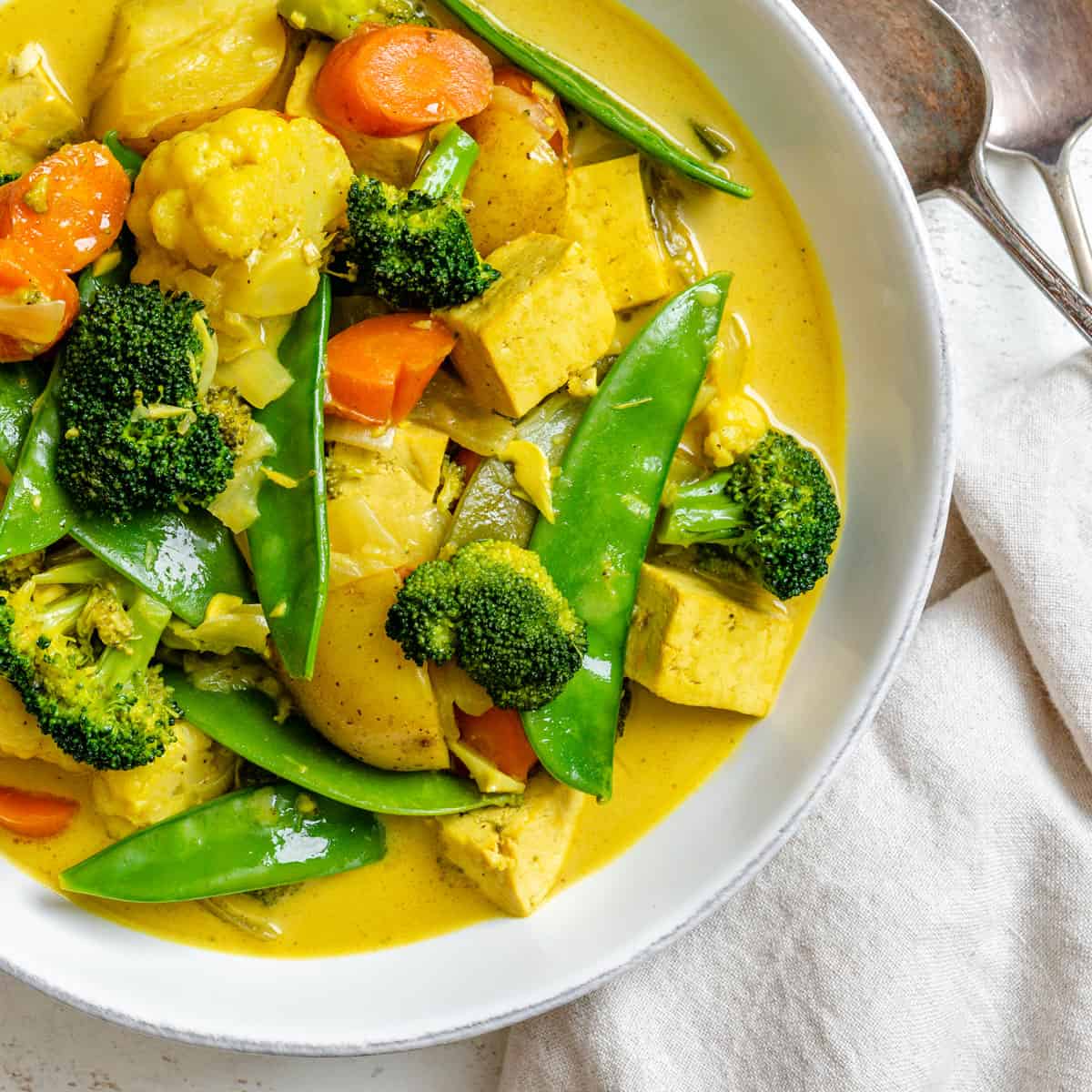 Coconut Curry-Simmered Vegetable & Tofu Bowl