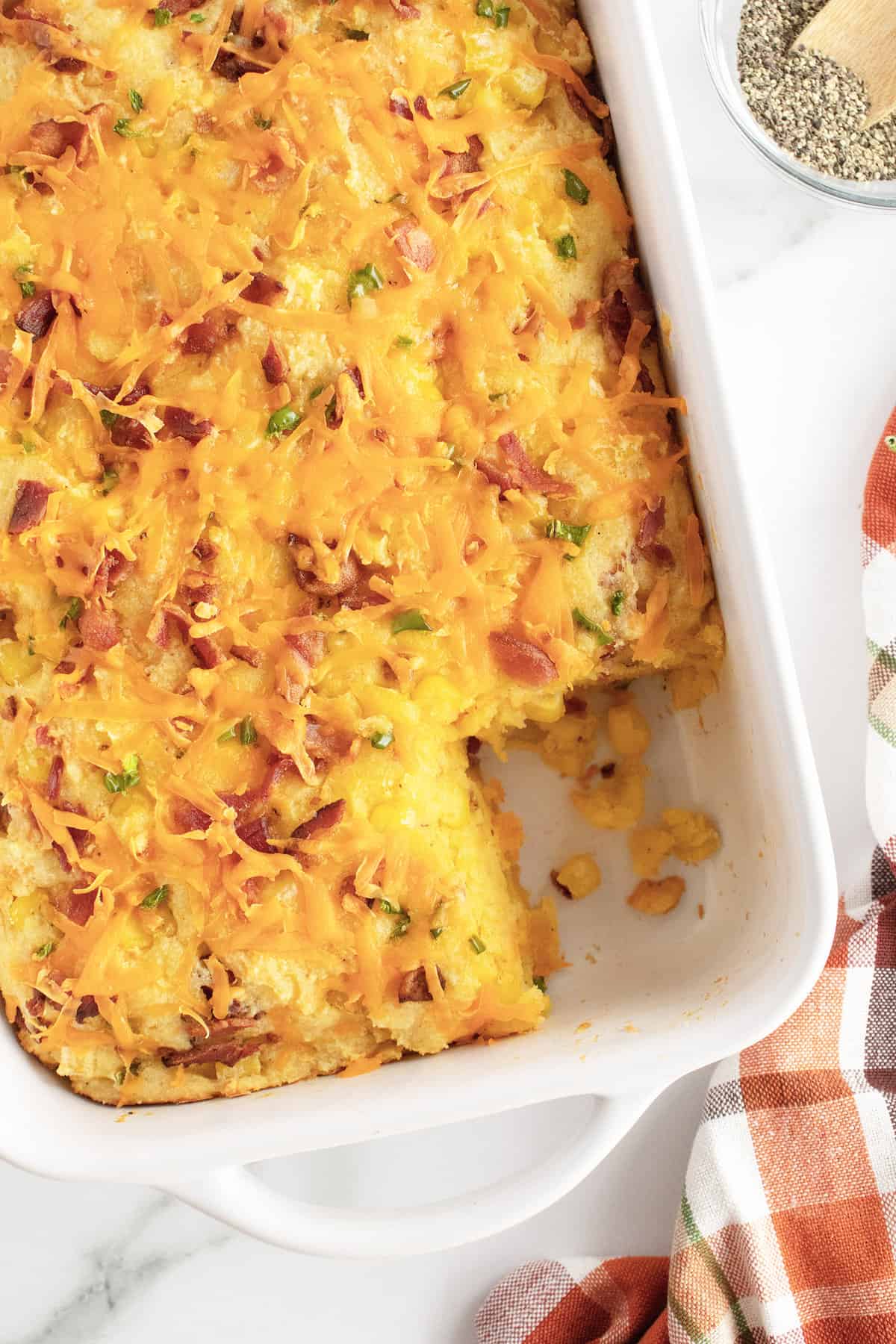 Savory Herb Cornbread Breakfast Casserole with Crispy Bacon