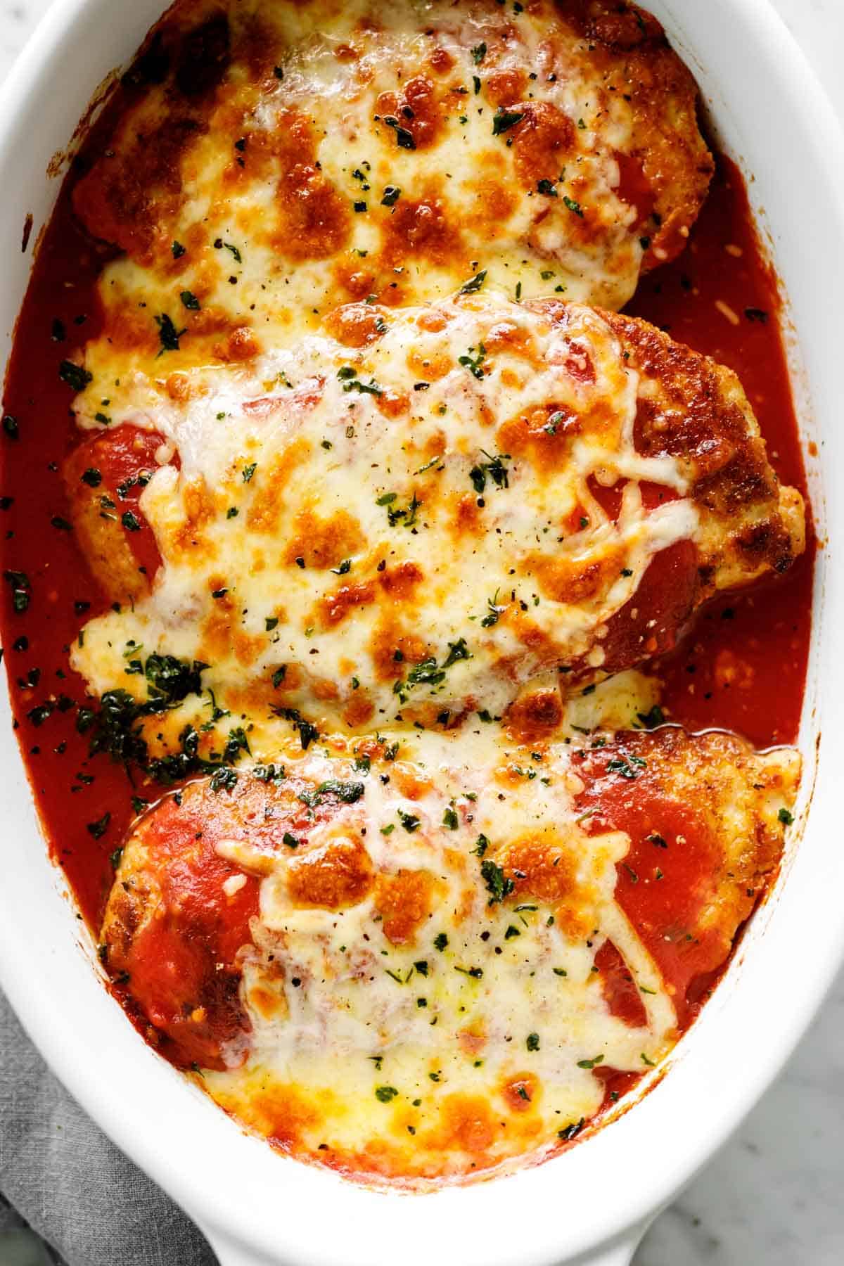Keto Crispy Chicken Parmesan with Low-Carb Basil Pesto