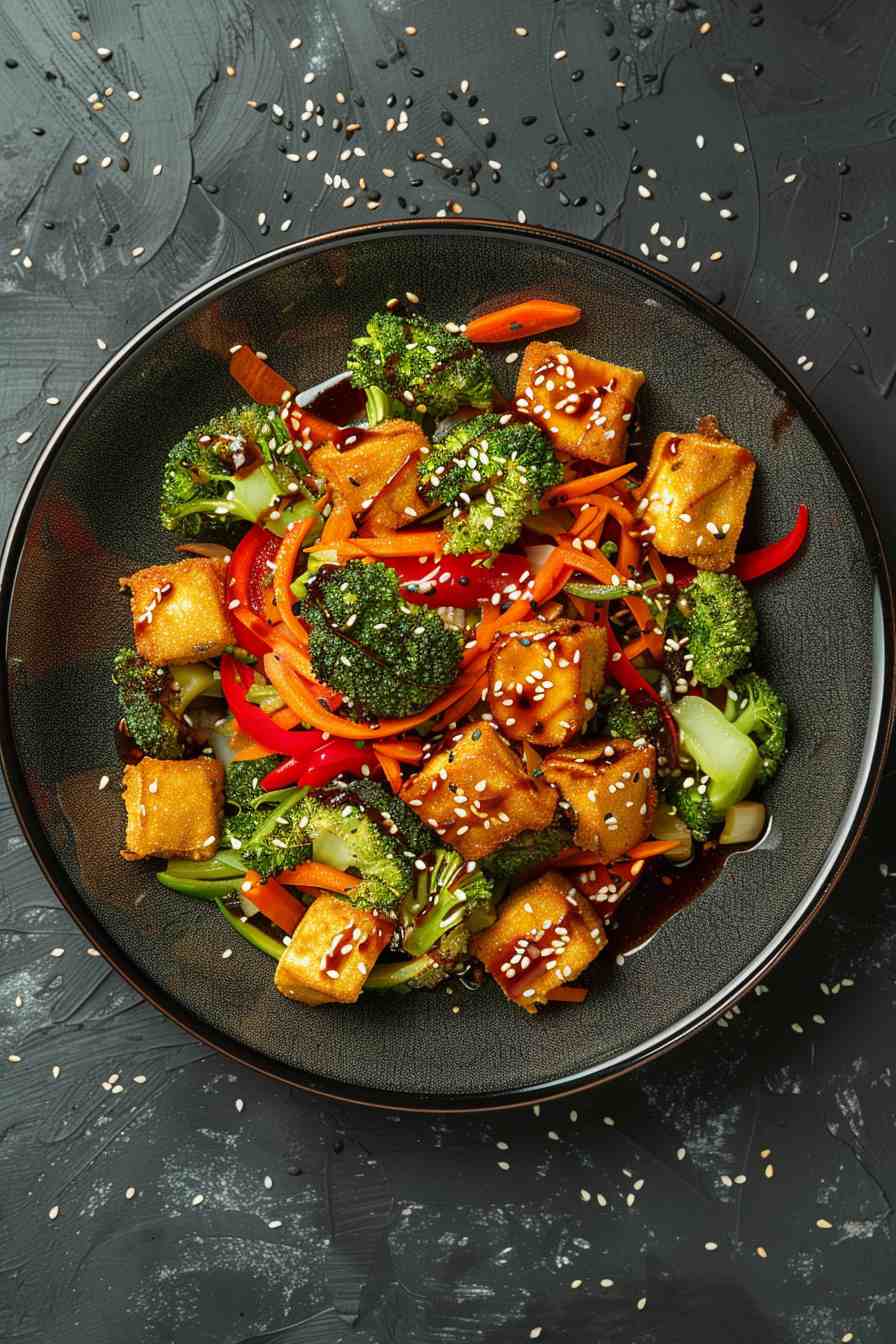 Miso-Glazed Maple Tofu & Rainbow Veggie Stir-Fry