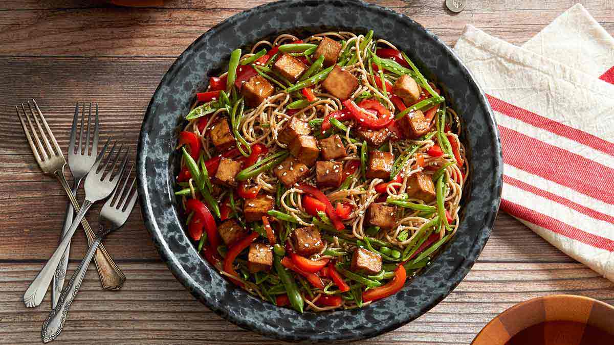 Coconut Lemongrass Noodle Bowl with Crispy Tofu