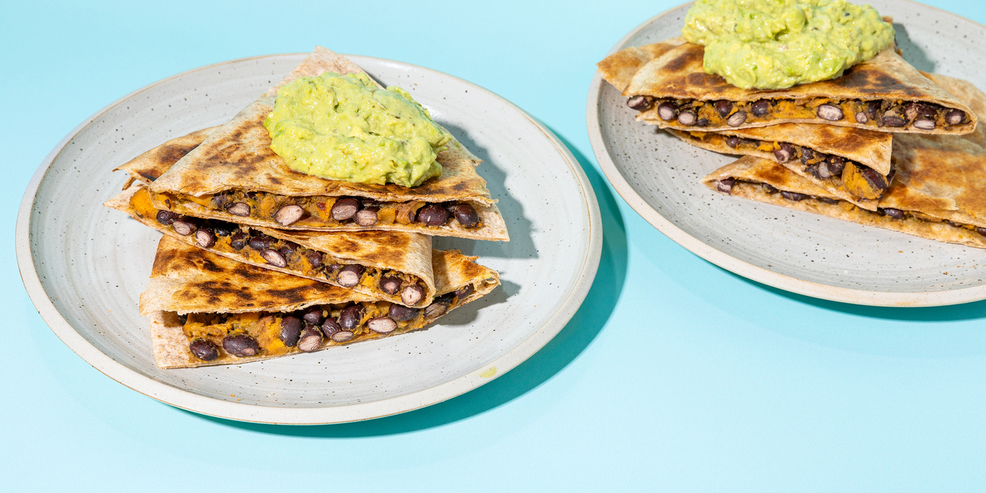 Sweet Potato and Black Bean Quesadillas with Guacamole