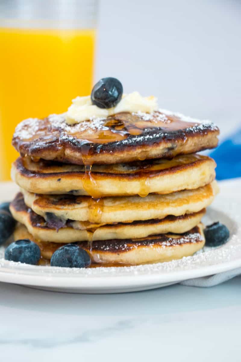 Maple-Bacon Buttermilk Pancakes with Blueberry Compote