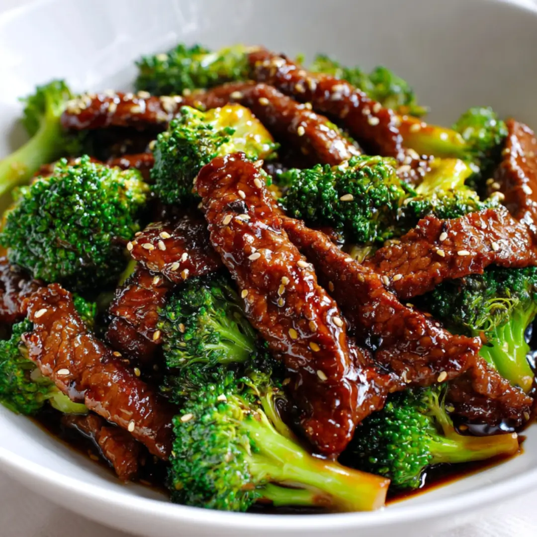 Crisp-Teriyaki Beef & Broccoli with Almond Crust
