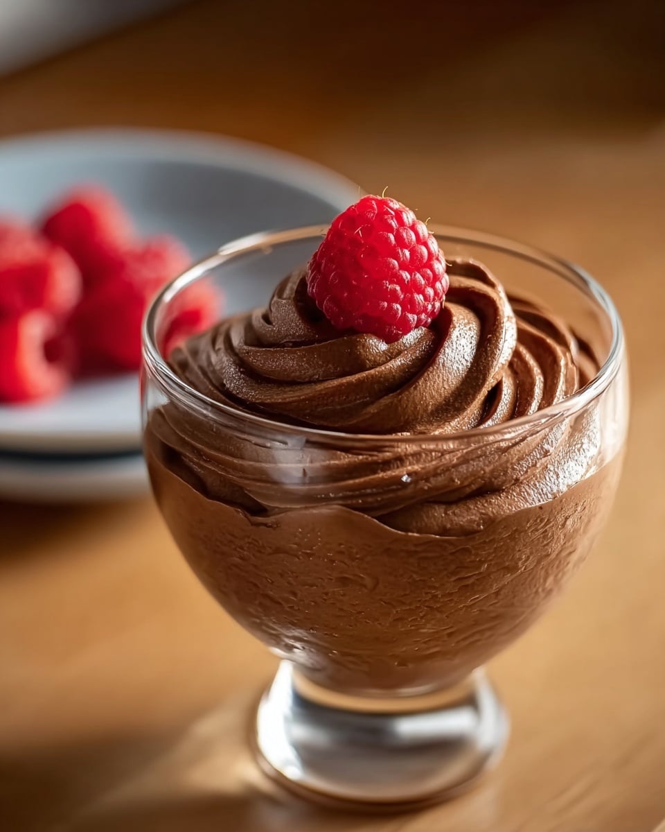 Decadent Espresso Chocolate Mousse with Raspberry Swirl