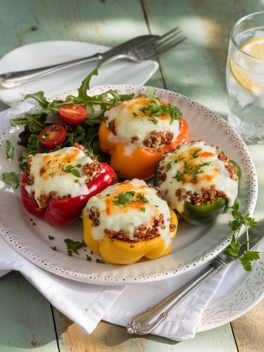 Serious Stuffed Bell Peppers with Quinoa and Sun-Dried Tomatoes