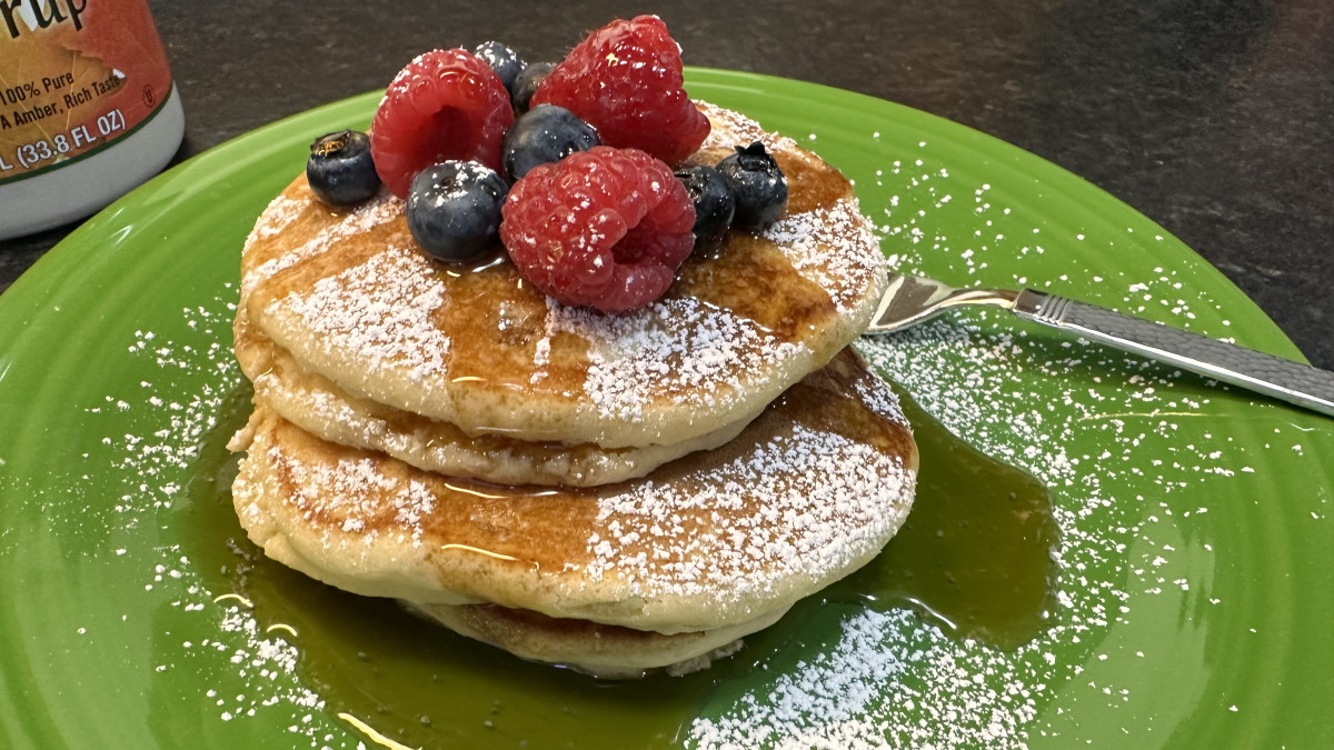 Irish Cream Pancakes with Berry Compote