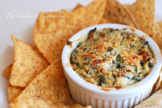 Mediterranean Spinach & Artichoke Dip with Crispy Pita