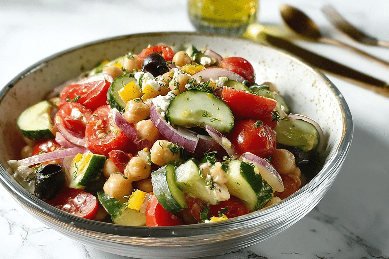 Mediterranean Chickpea and Arugula Salad with Lemon Vinaigrette
