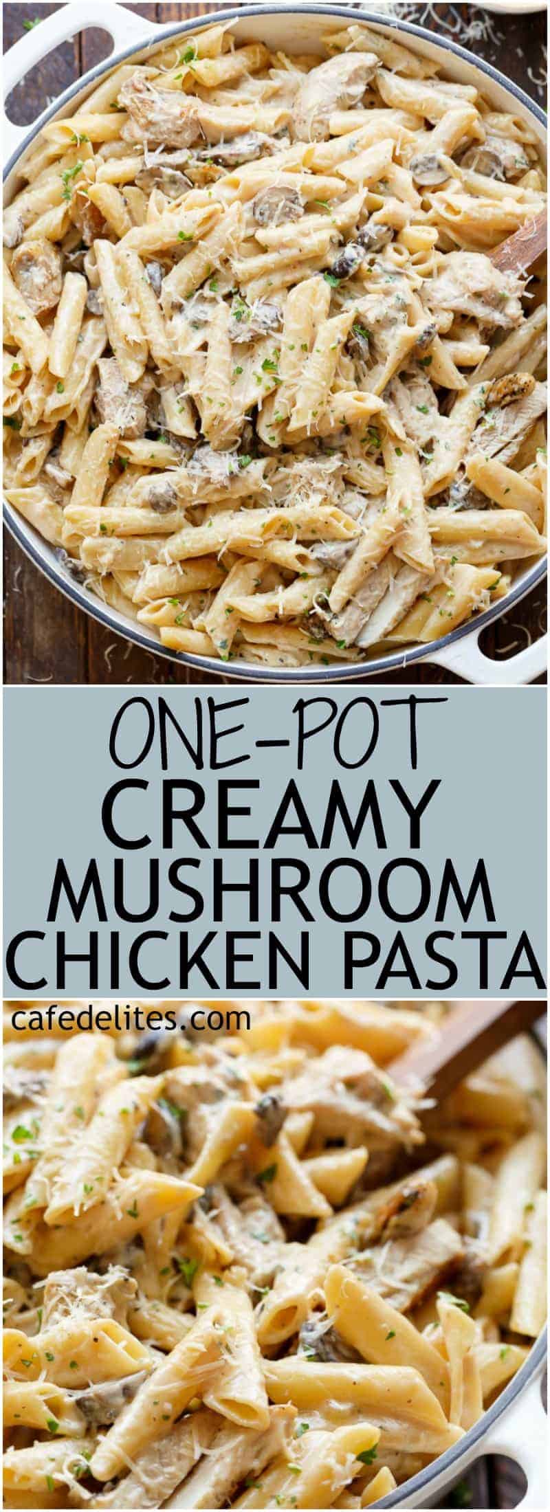 One-Pot Creamy Chicken & Mushroom Pasta