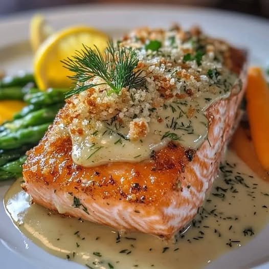 ERA-Style Herb-Crusted Salmon with Lemon-Dill Sauce