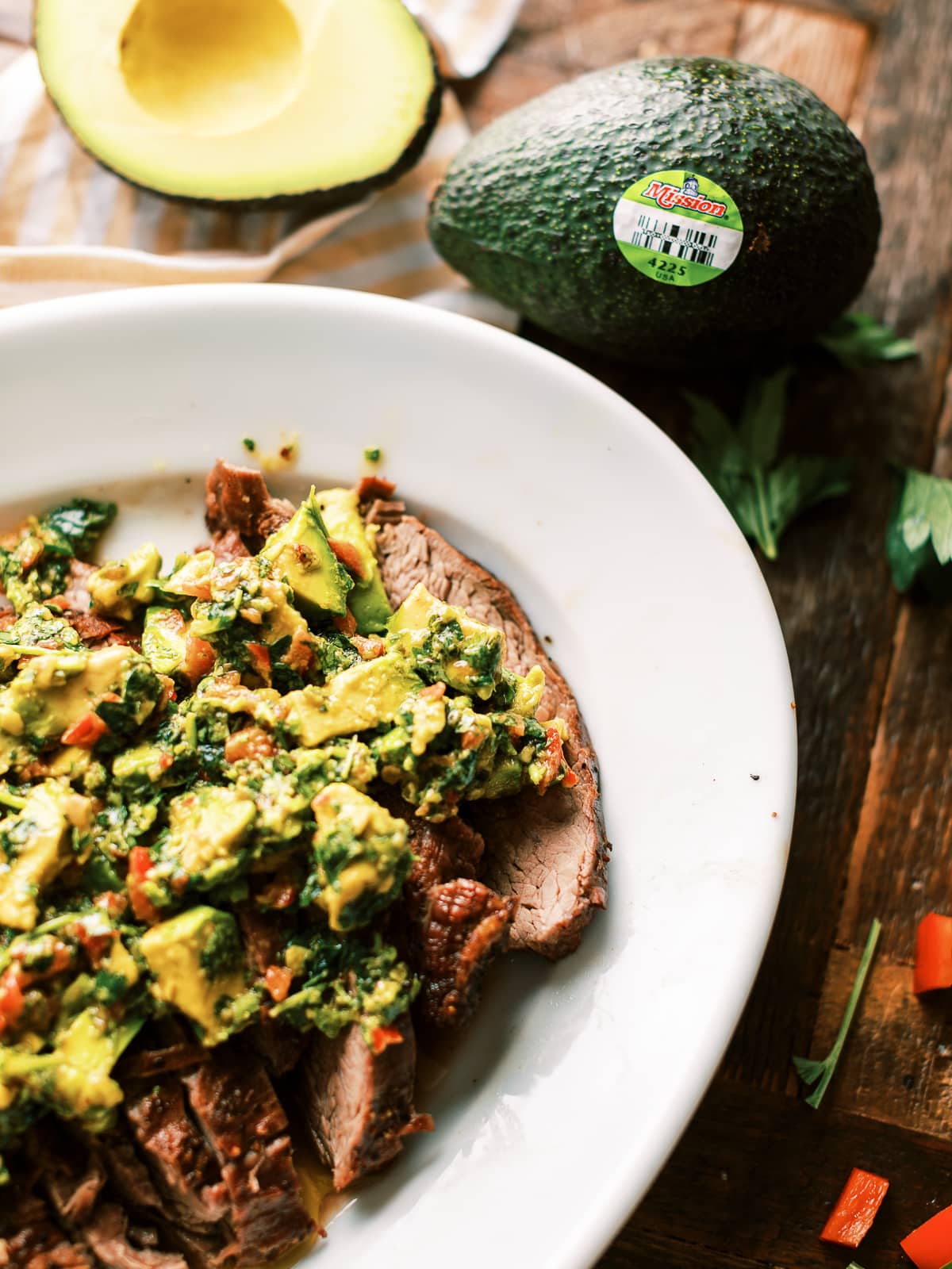 Slow Cooker Chile-Crusted Flank Steak with Avocado