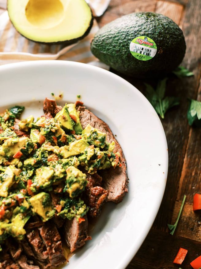Slow Cooker Chile-Crusted Flank Steak with Avocado
