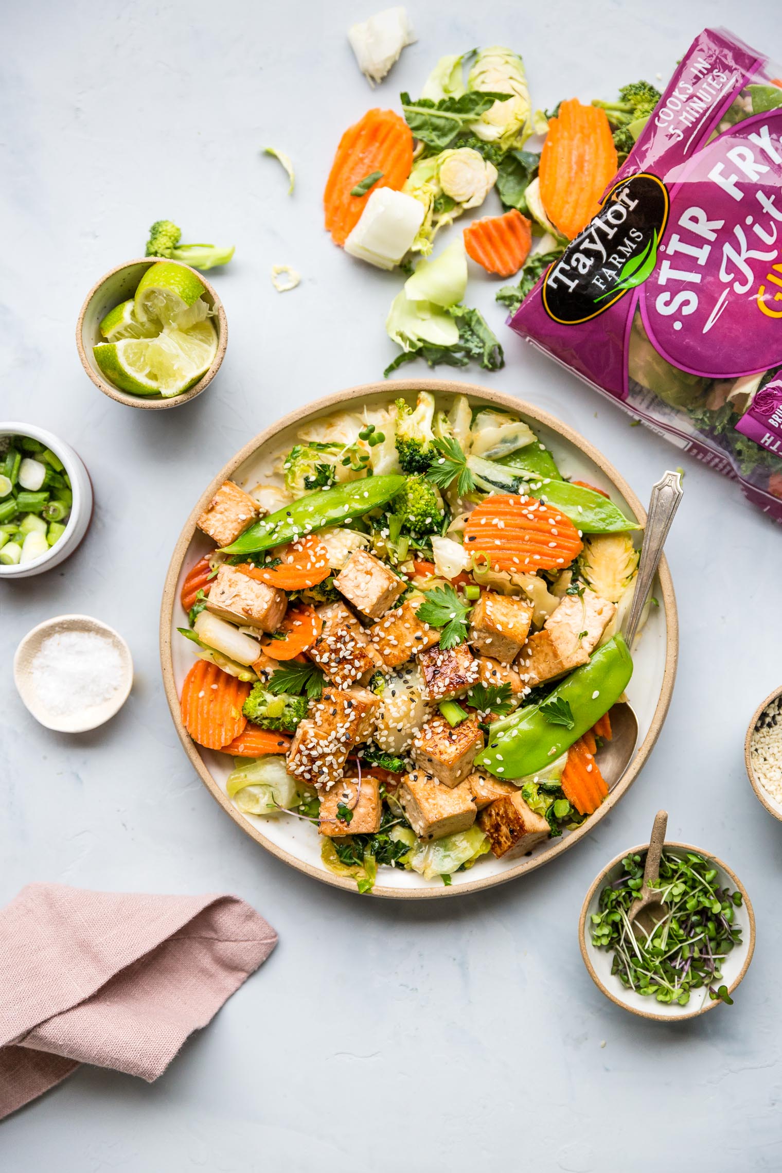 Ginger-Sesame Stir-Fried Vegetables with Tofu