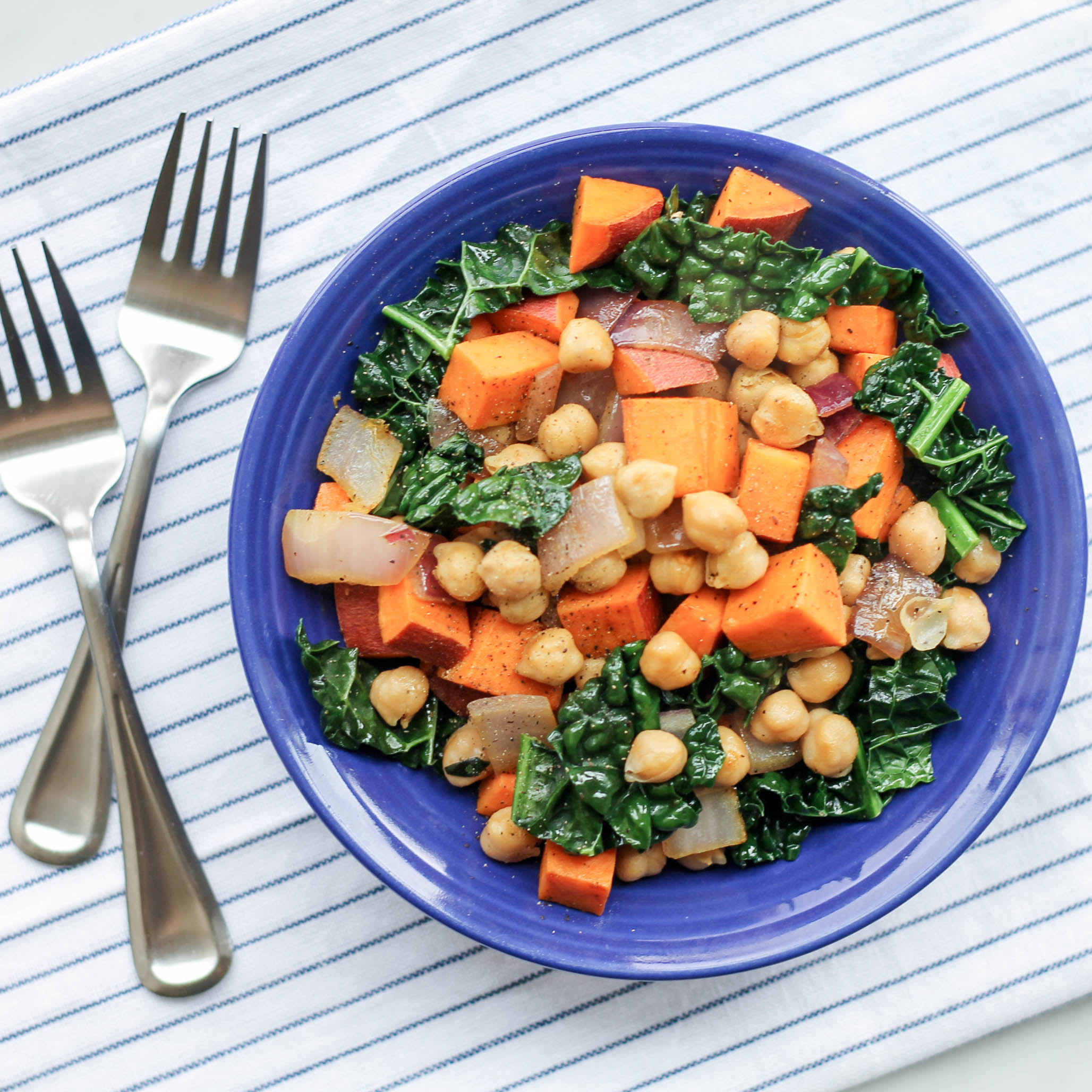 One-Pan Smashed Chickpea & Sweet Potato Hash