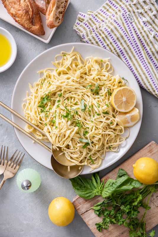 Savory Guitar String Pasta with Lemon-Herb Sauce