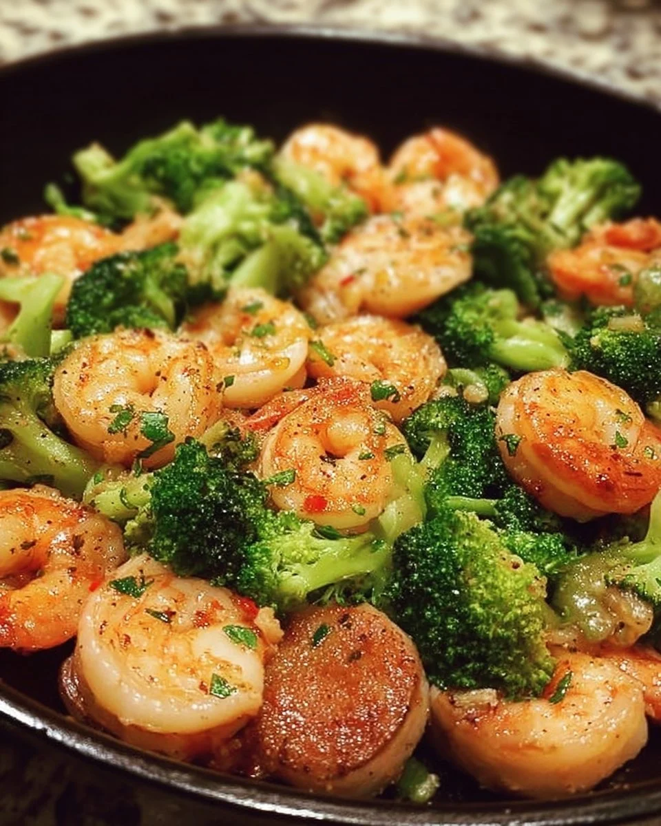Half-Shell Shrimp and Broccolini