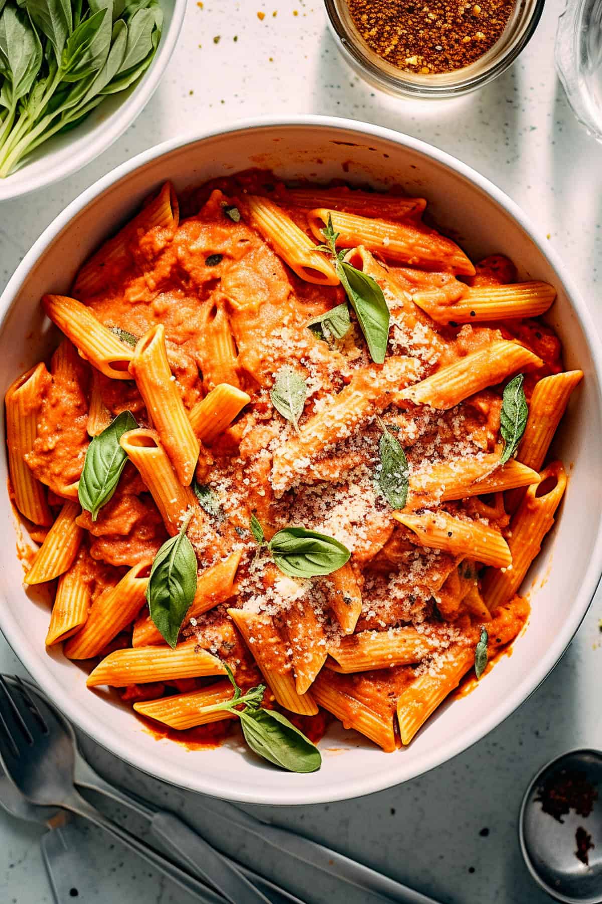 Creamy Tomato Pasta with Basil