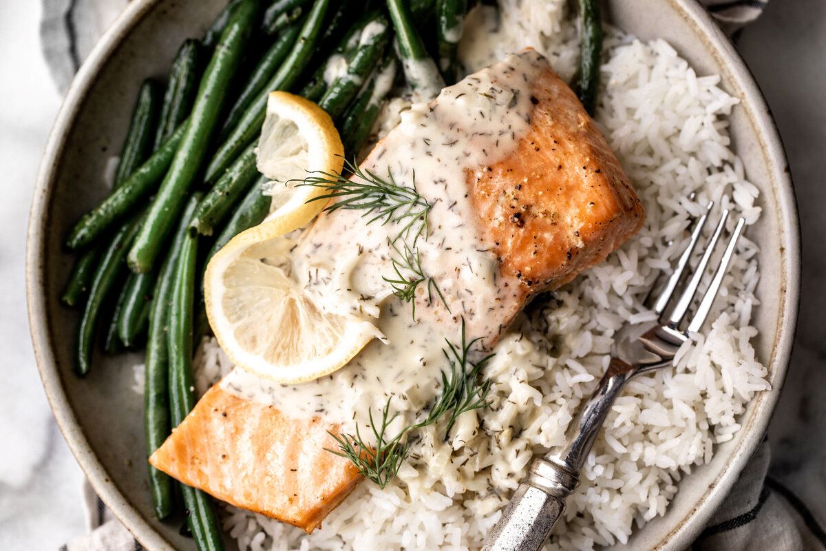 Best Herb-Glazed Salmon with Lemon-Dill Sauce