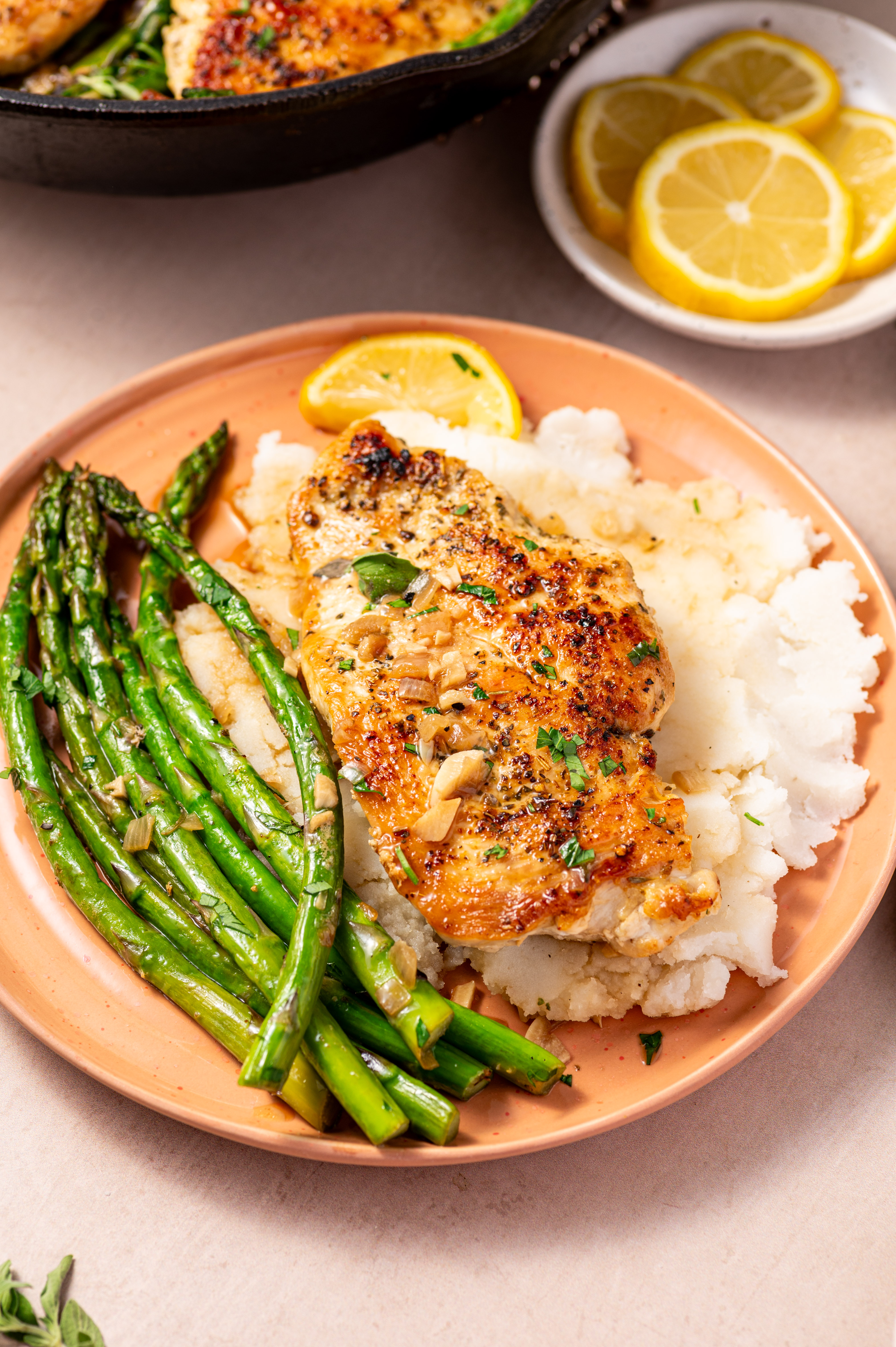 One-Pan Lemon Herb Chicken with Roasted Asparagus and Potatoes