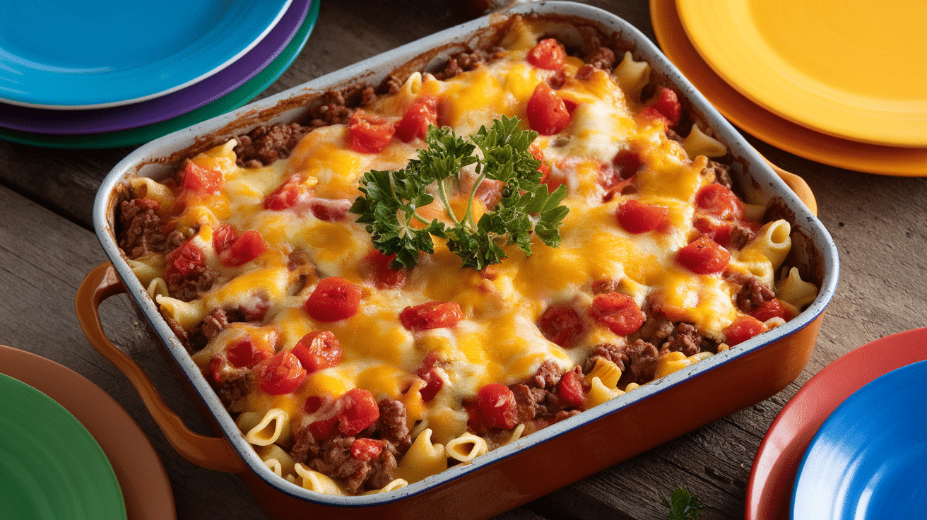 Cheeseburger Beef & Cheddar Casserole