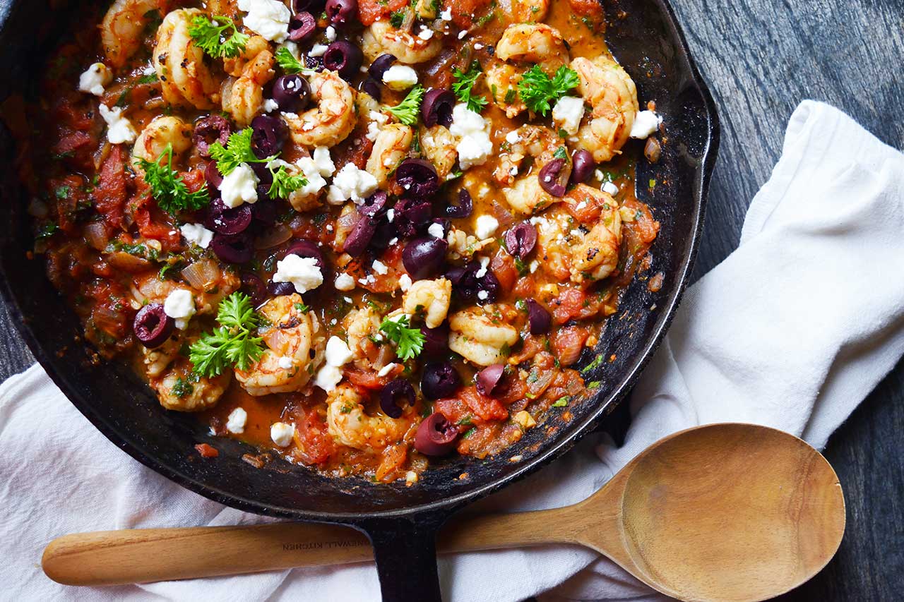 Saganaki-Style Shrimp with Lemon-Oregano Butter