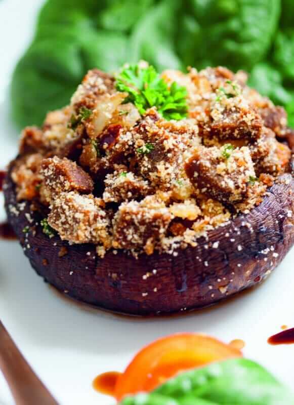 Three-Cheese Stuffed Portobello Mushroom Caps