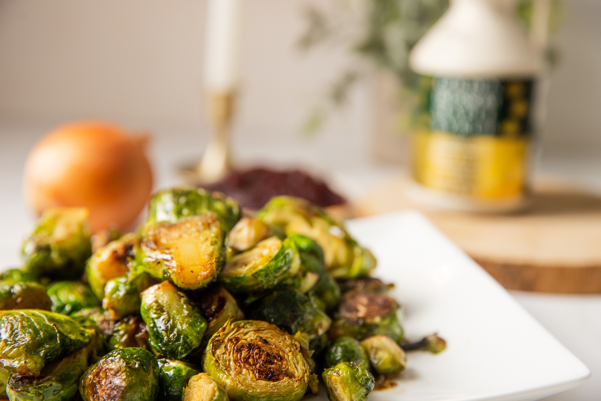 Golden Brussels Sprouts with Maple Glaze