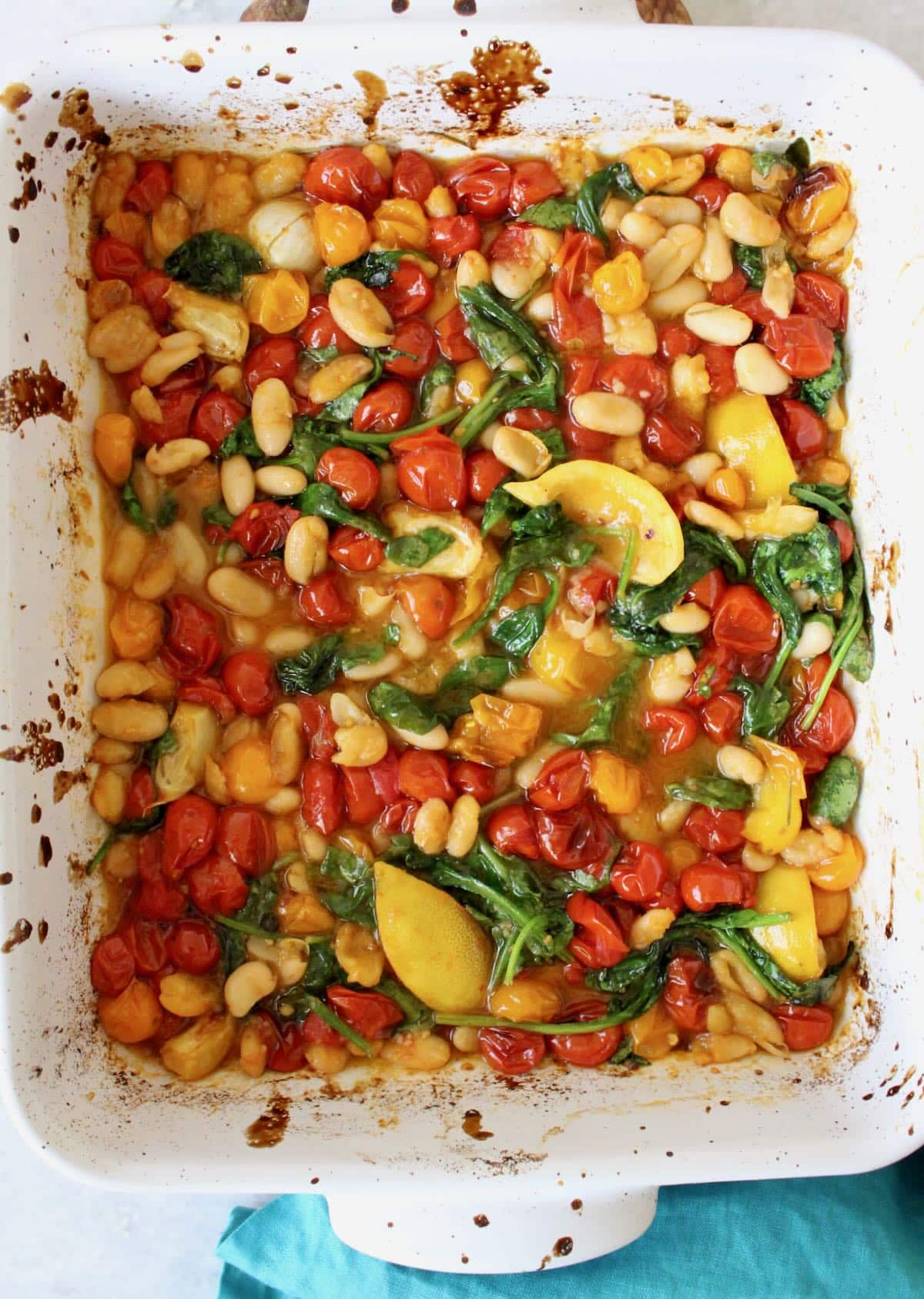 Lemon-Herb White Bean Pasta with Roasted Cherry Tomatoes