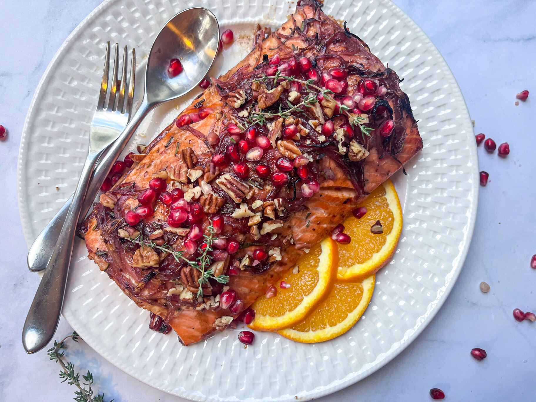 Pomegranate-Glazed Salmon with Lemon-Dill Couscous