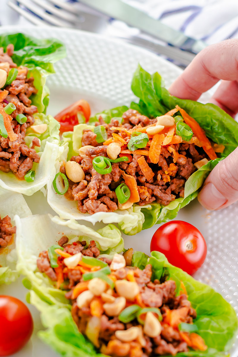Herb-Crusted Ground Beef Lettuce Wraps with Coconut Aminos Glaze