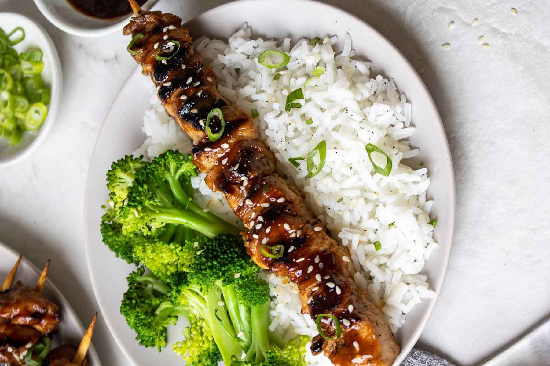 Sesame-Glazed Teriyaki Chicken Skewers