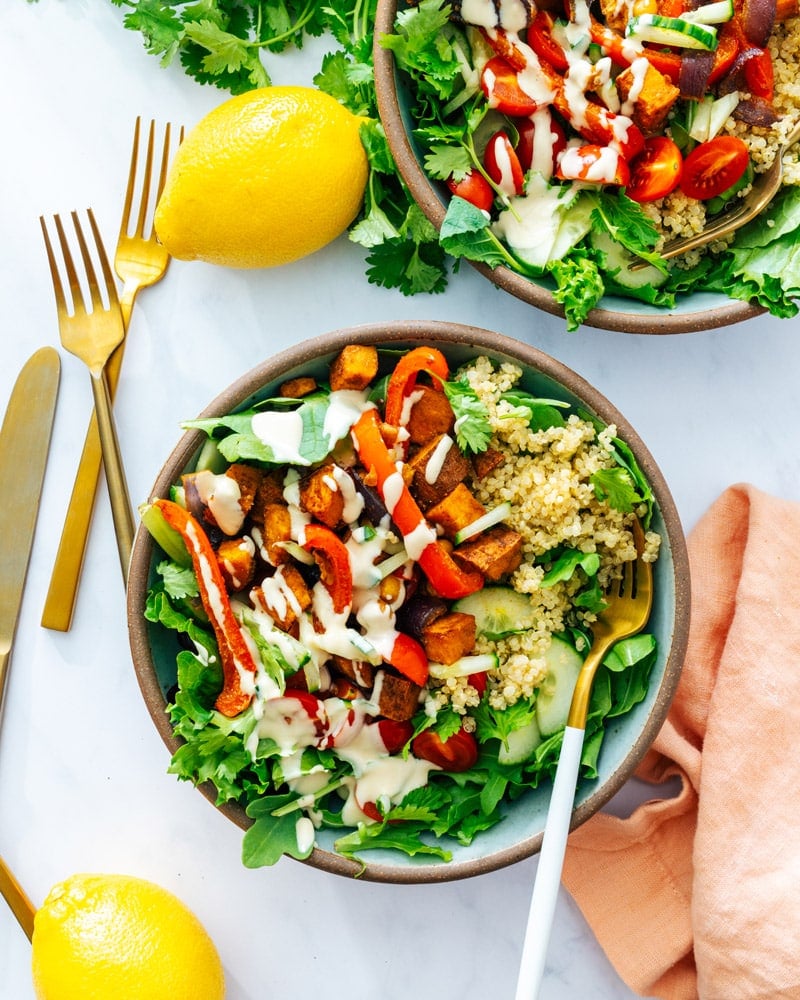 Bundle of Fresh Veggies with Lemon-Tahini Dressing