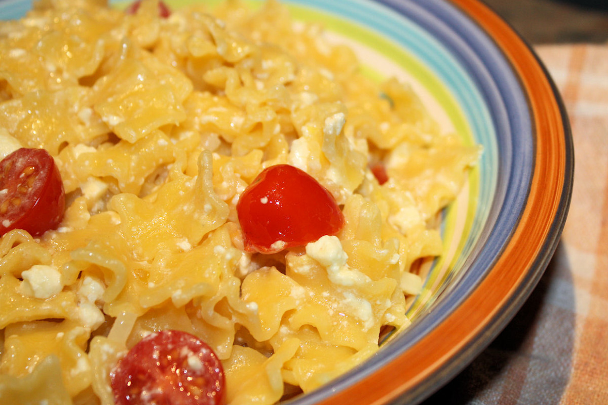 Chicory and Feta Pasta with Lemon-Garlic Sauce
