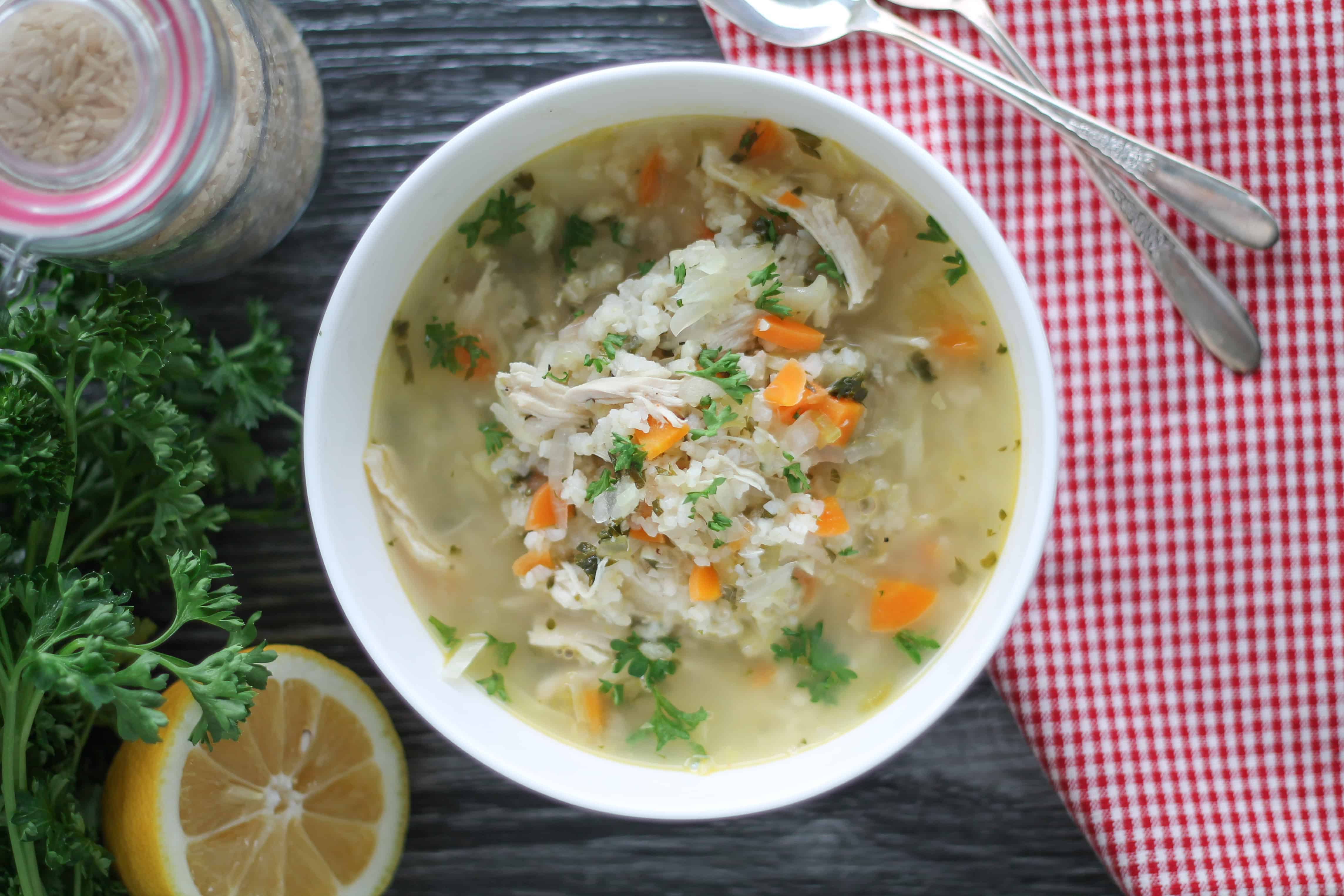 Simple Whole30 Chicken and Vegetable Soup with Lemon