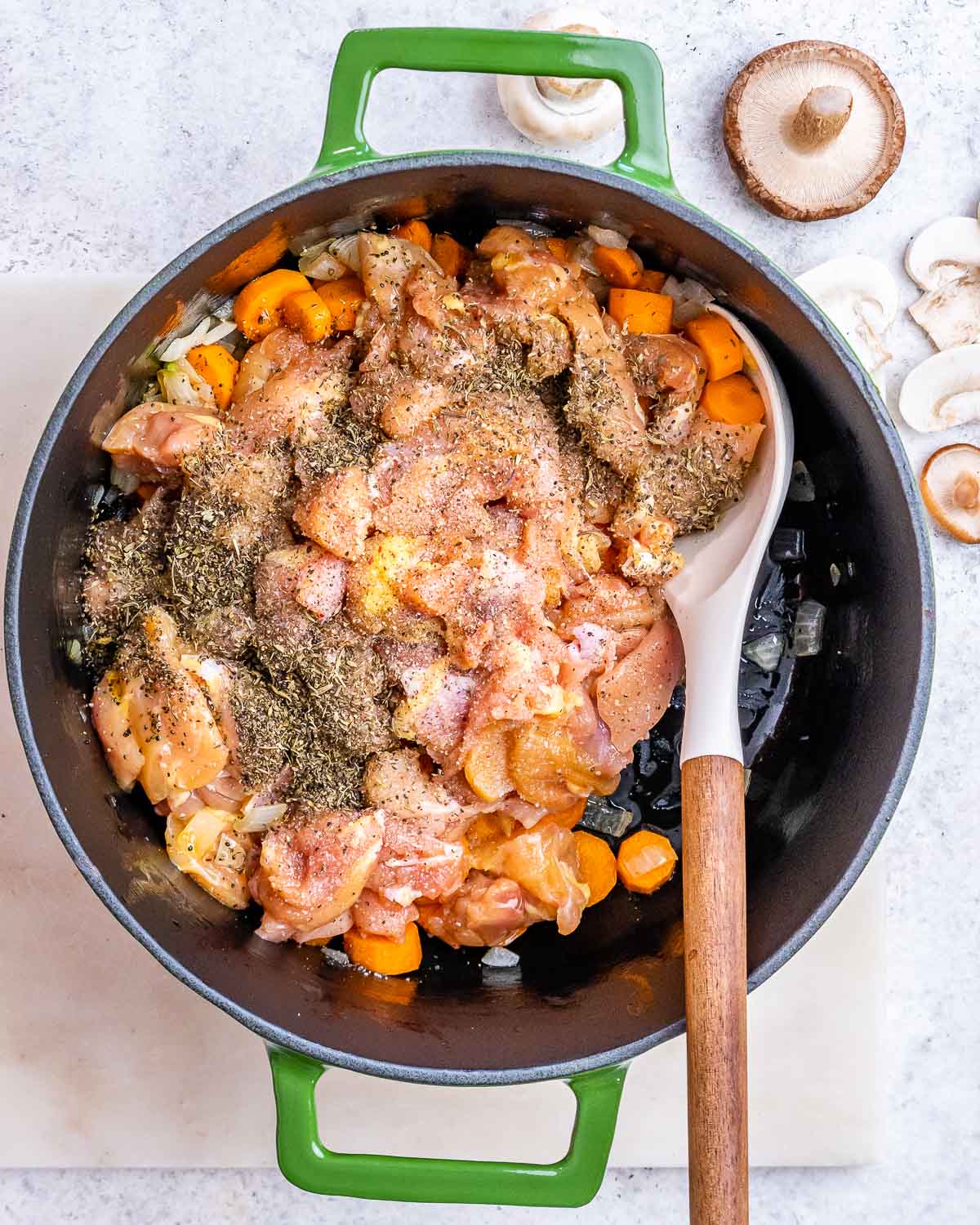 Herb-Infused Chicken & Mushroom Soup with Lemon Zest