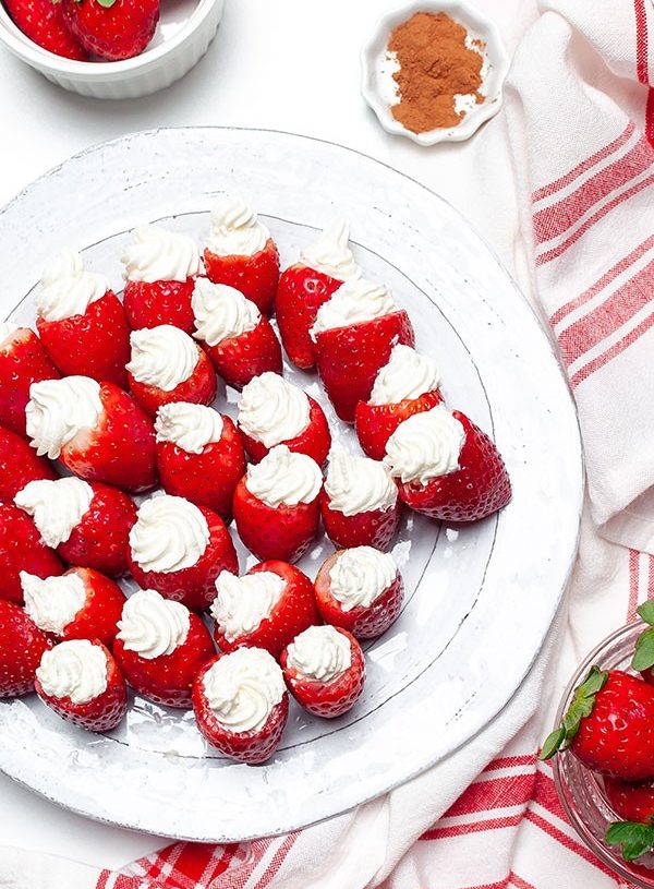 Cheesecake-Stuffed Strawberries with Keto Whipped Cream