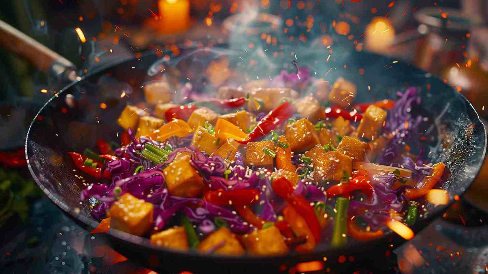 Rainbow Veggie Stir-Fry with Crispy Tofu