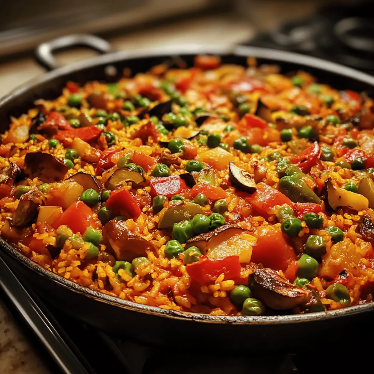 Mediterranean Vegetable Paella with Artichokes and Sweet Peas