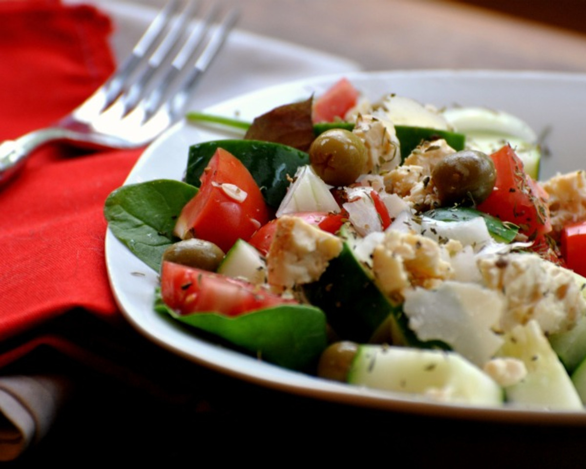 Authentic Greek Lemon-Olive Oil Salad with Herbs