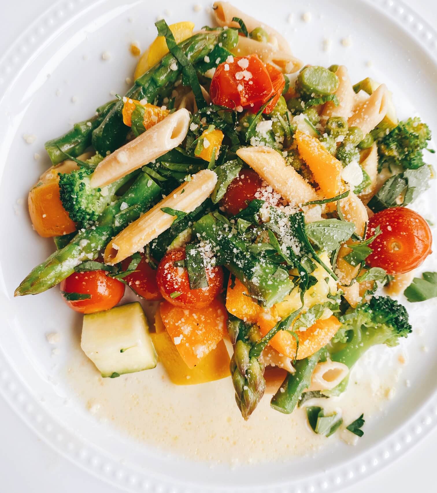 Lemon-Herb Chickpea Pasta Primavera