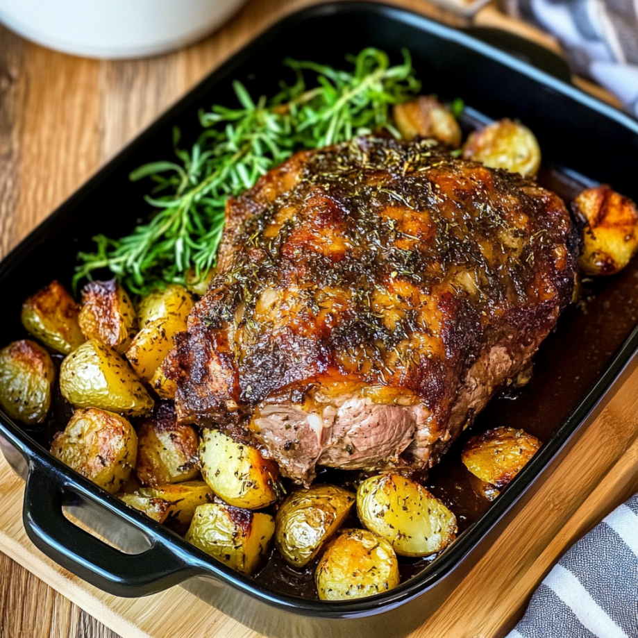 Mediterranean Lamb Shoulder with Apricots and Rosemary
