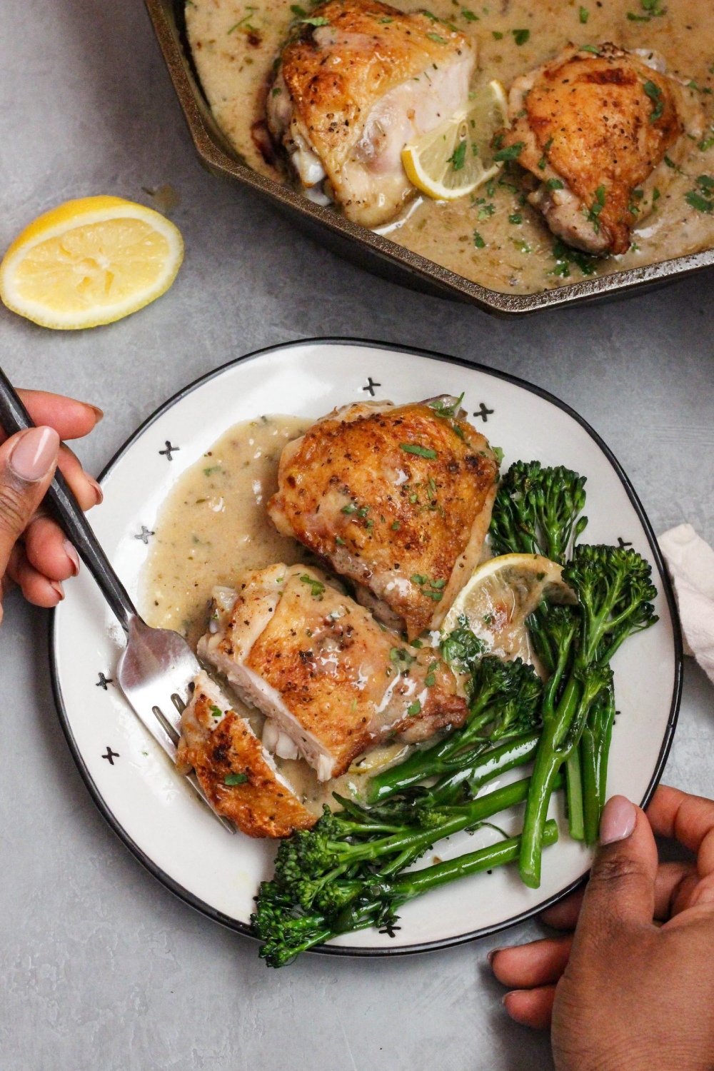 Crispy Lemon-Herb Chicken with Creamy Garlic Sauce