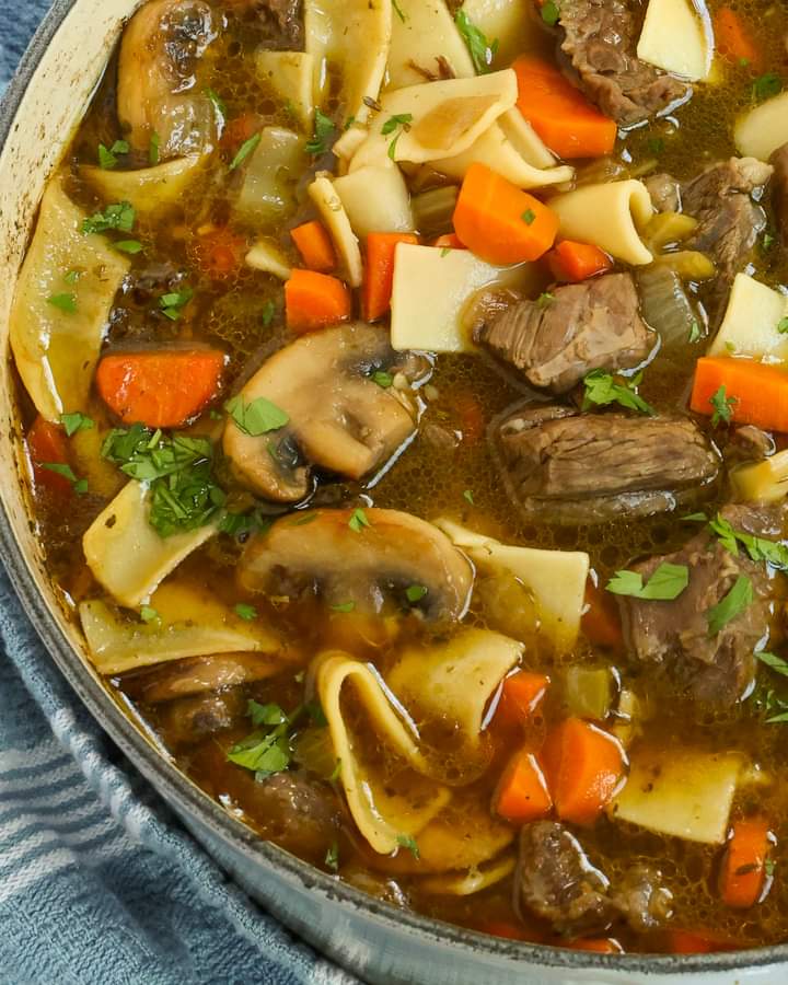 Cheesy Beef and Noodle Soup