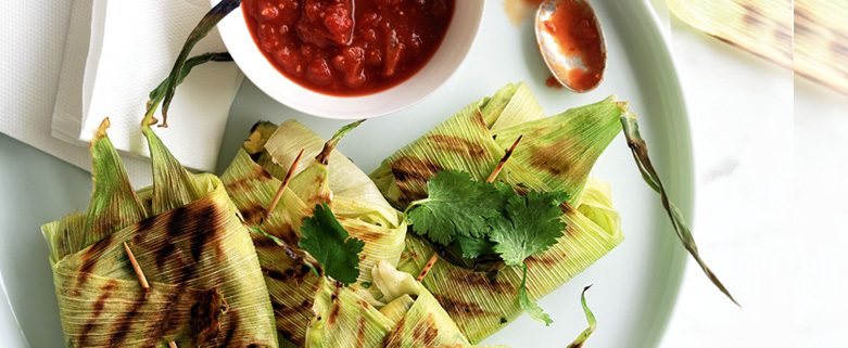 Mexican Corn and Black Bean Tamales with Avocado